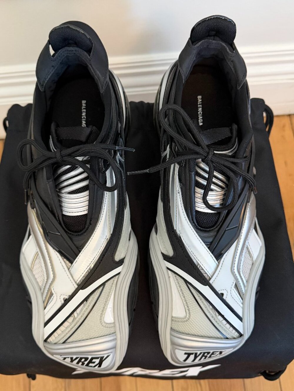 Balenciaga Tyrex Runner Sneakers Black Grey Layered Panel Anatomical SS20 Demna